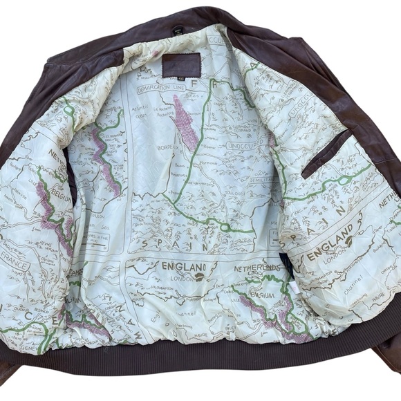 WW2 Vintage Men's Classic Brown Bomber Jacket - Picture 2 of 5